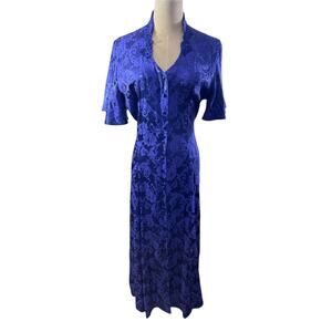 "OLIVIA ROSE" Vintage Embossed Paisleigh Maxi Dress Corset Back SZ 12 Whimisical